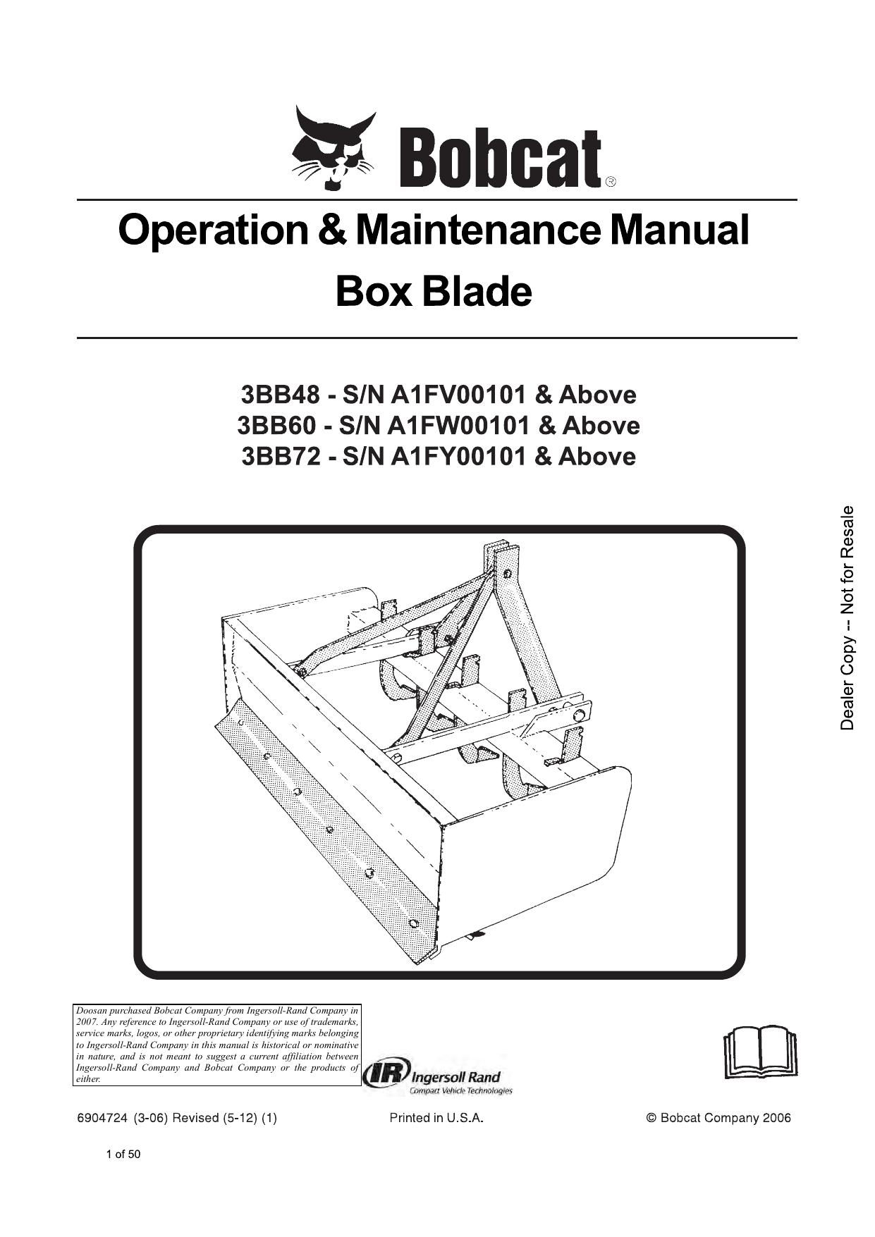 Box Blade Operation & Maintenance Manual Bobcat